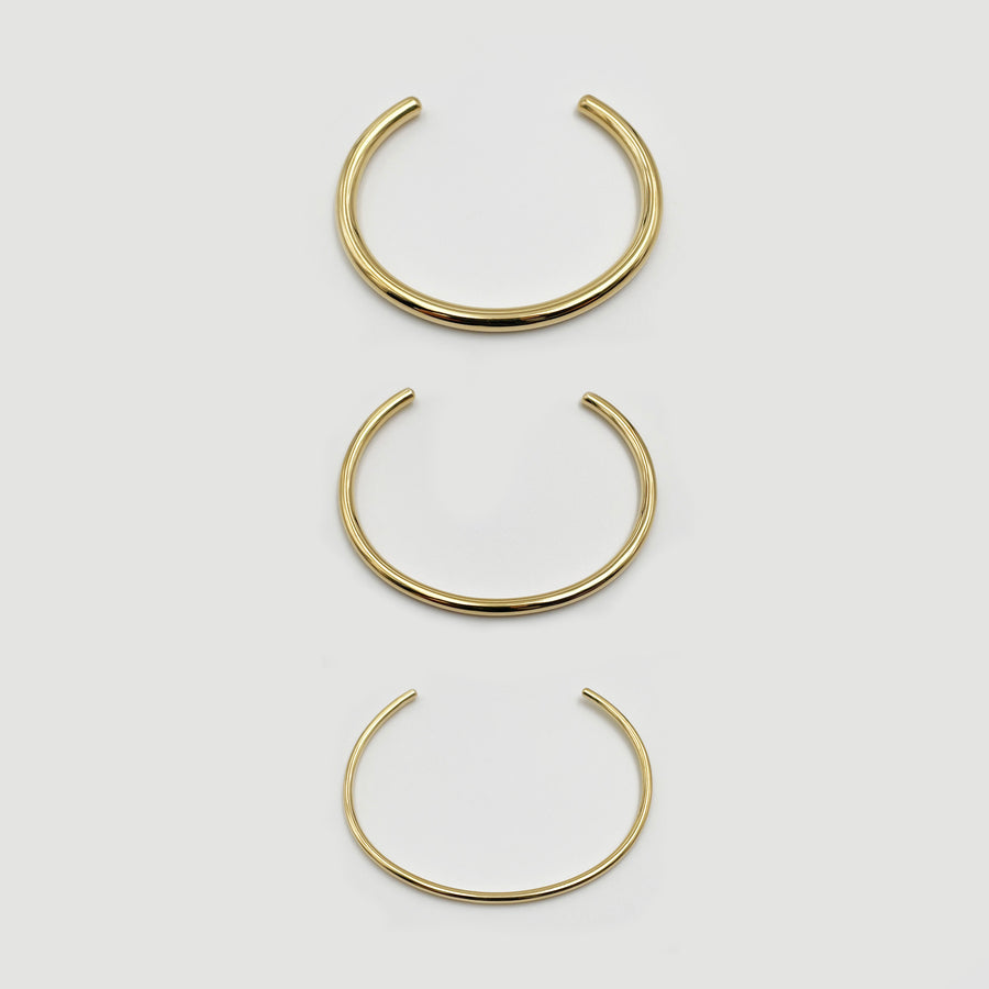 Trio of open vermeil bangles 